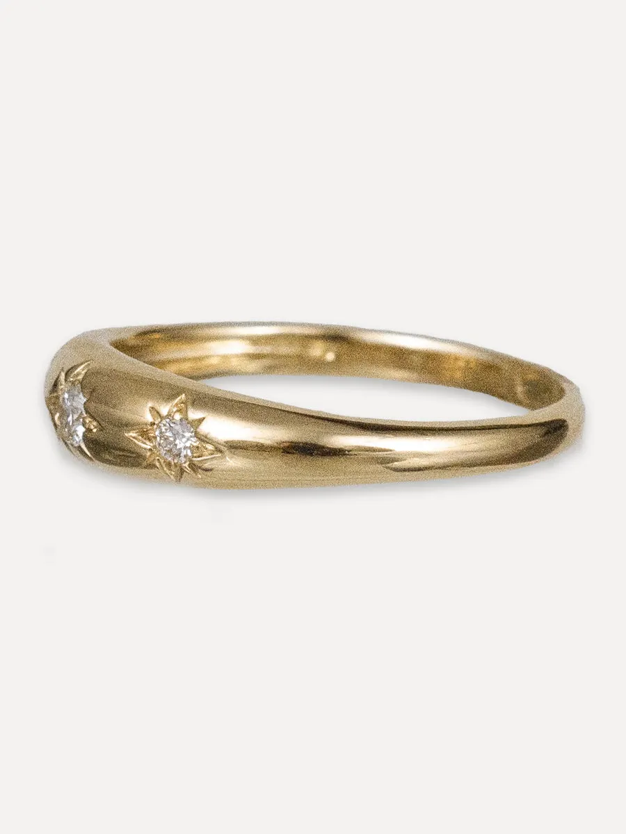 14K Three Star Dome Ring - Diamond
