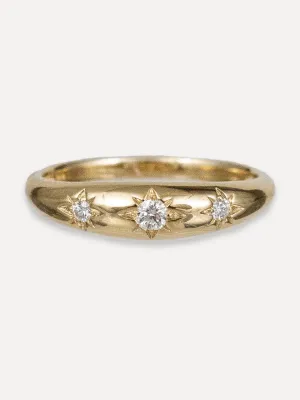 14K Three Star Dome Ring - Diamond