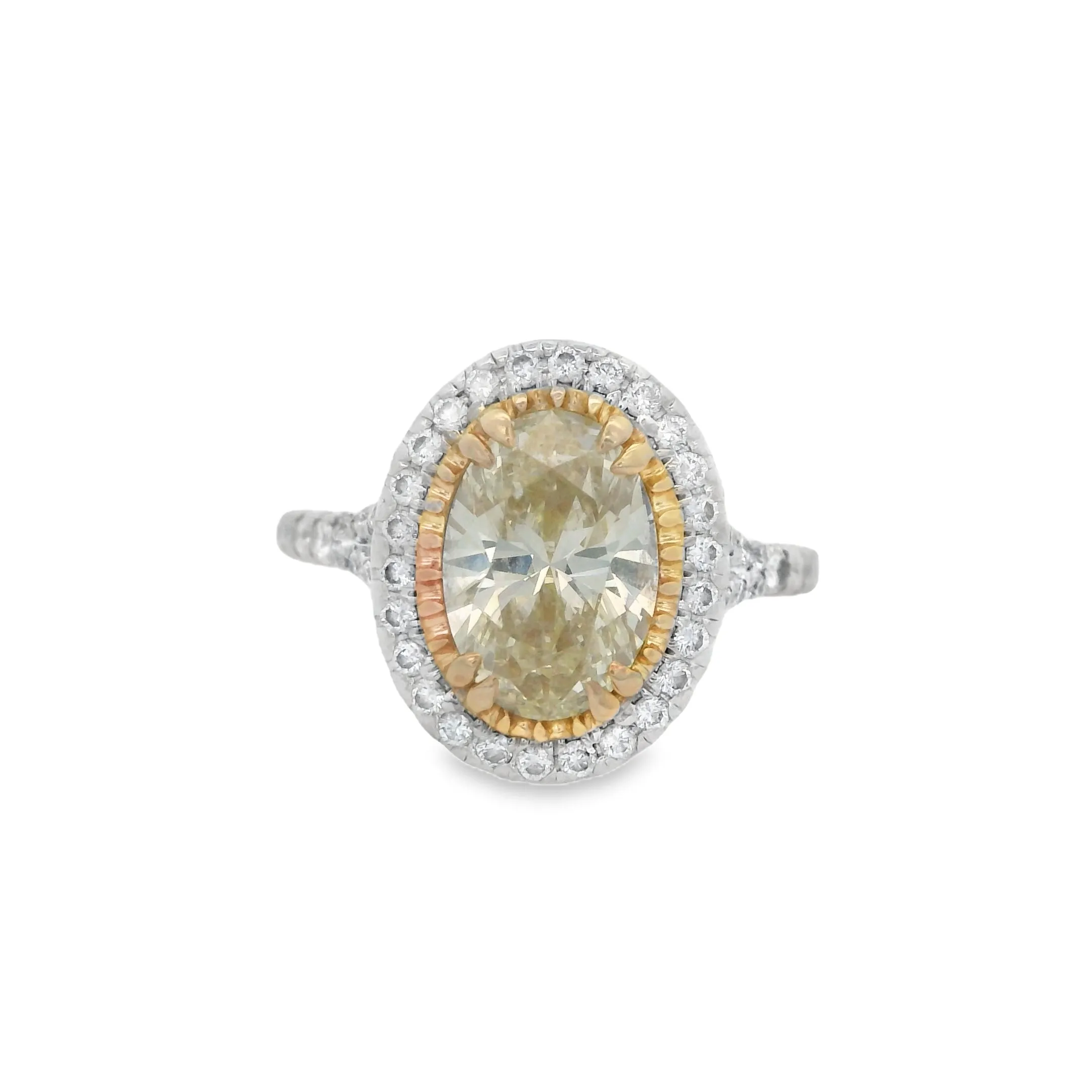 14K Two- Tone 1.25ct. Yellow Diamond Halo Fashion Ring