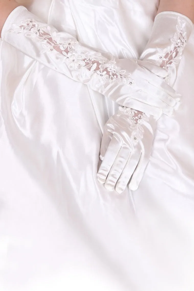 2024 Elastic Satin Elbow Length Bridal Gloves #ST0092