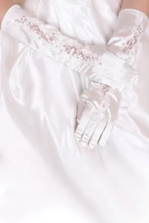 2024 Elastic Satin Elbow Length Bridal Gloves #ST0092