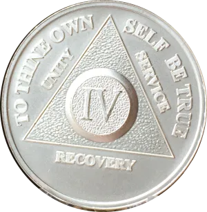4 Year AA Medallion .999 Fine Silver Sobriety Chip