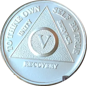 5 Year AA Medallion .999 Fine Silver Sobriety Chip
