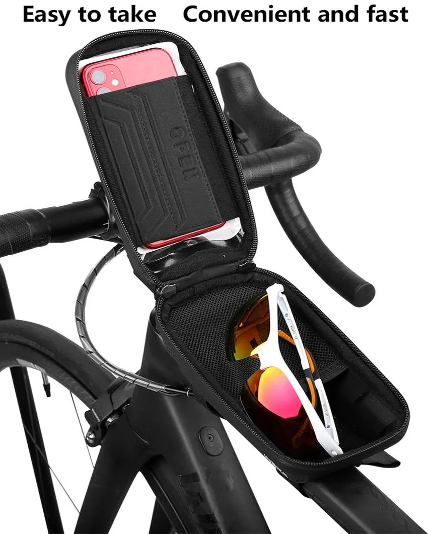Bicycle Bag Frame Front Top Tube Cycling Bag Waterproof 6.5in Phone Case Touchscreen Bag MTB Pack
