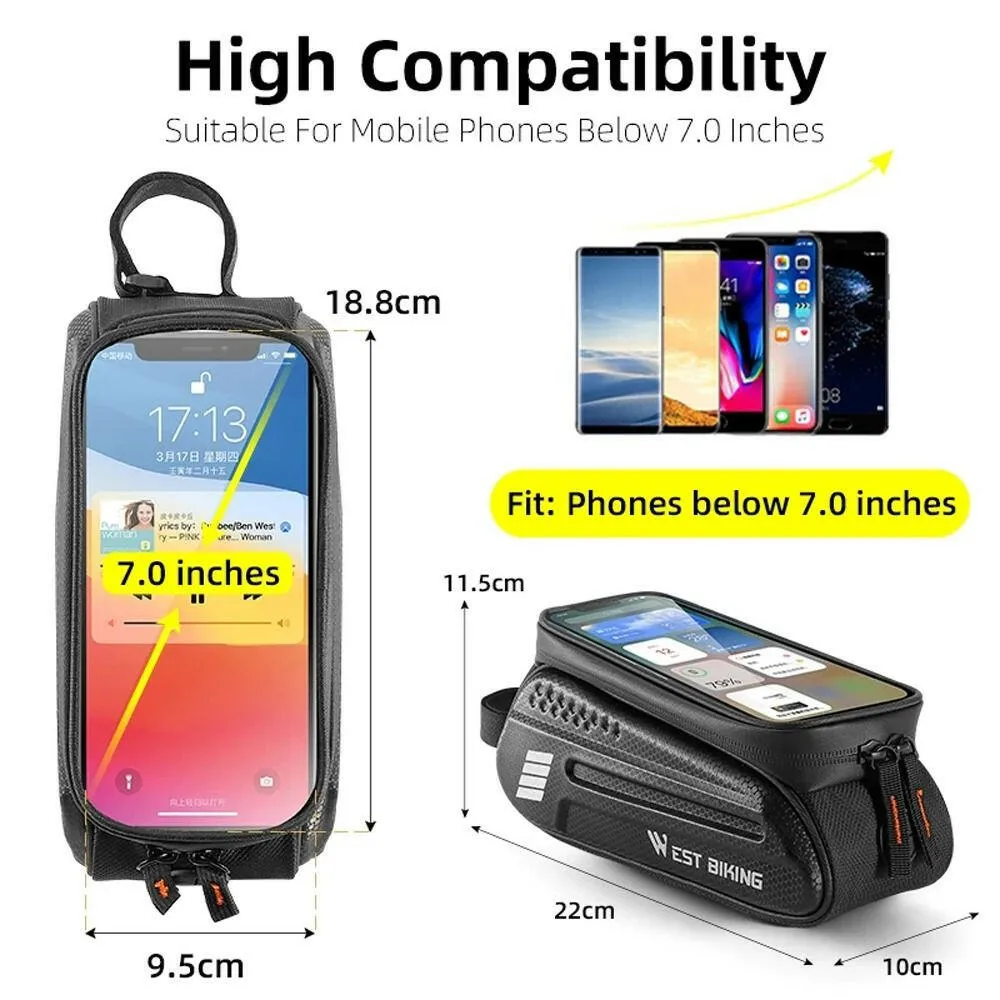 Bicycle Bag Waterproof Touch Screen Cycling Bag Top Front Tube Frame MTB Road Bike Bag 6.5 Phone Case Bike Accessories