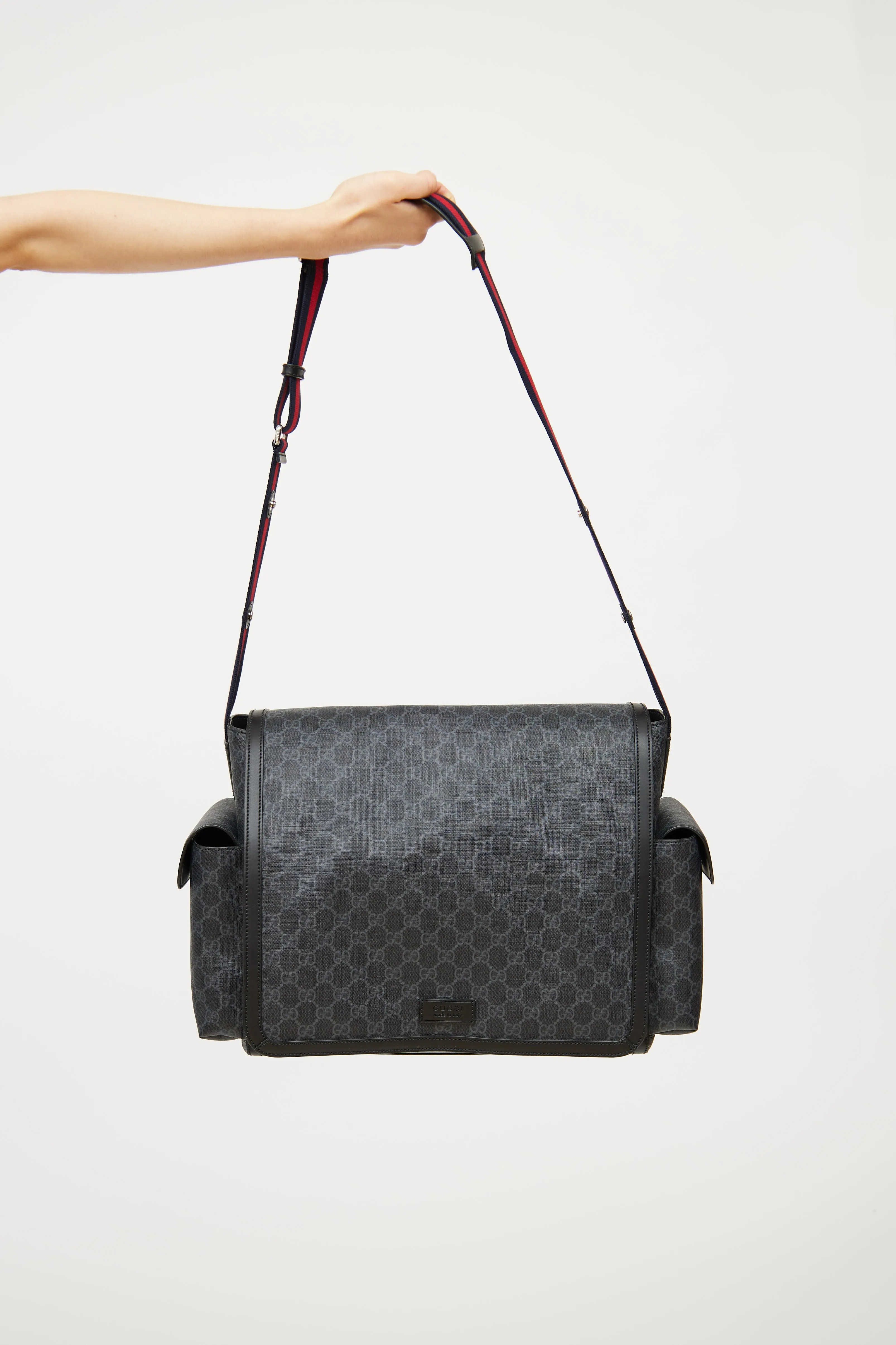 Black GG Supreme Diaper Bag