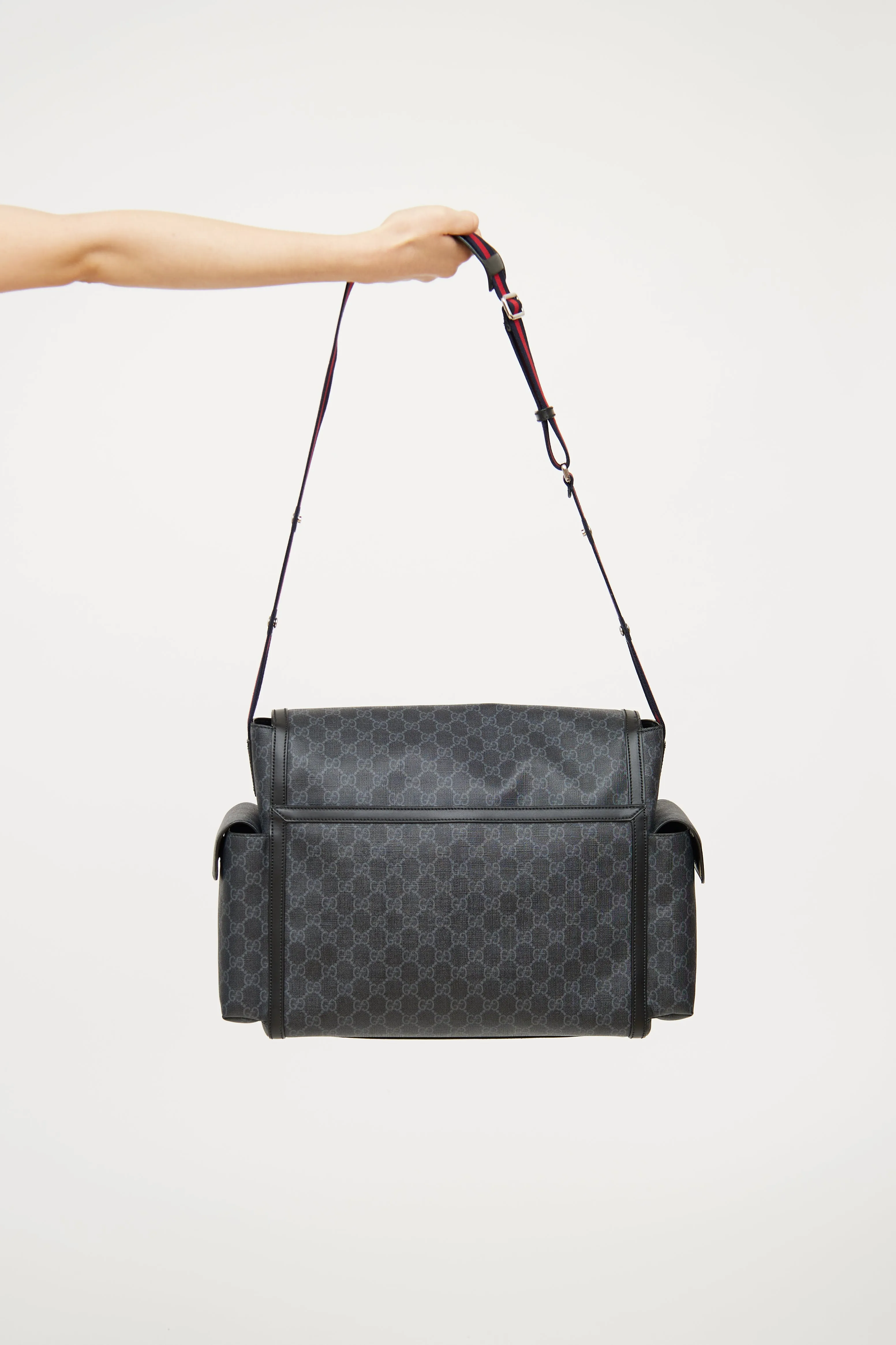 Black GG Supreme Diaper Bag