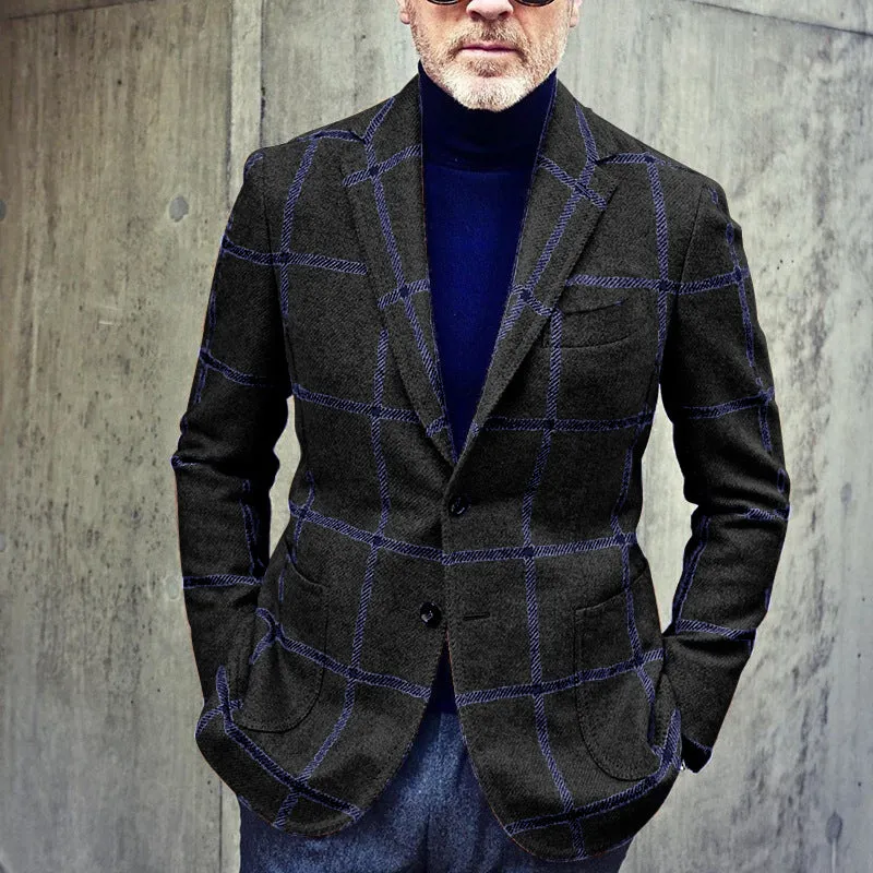Bohemian Chic Wedding Guest Men Attire Plaid Multicolor Casual Suit Jacket