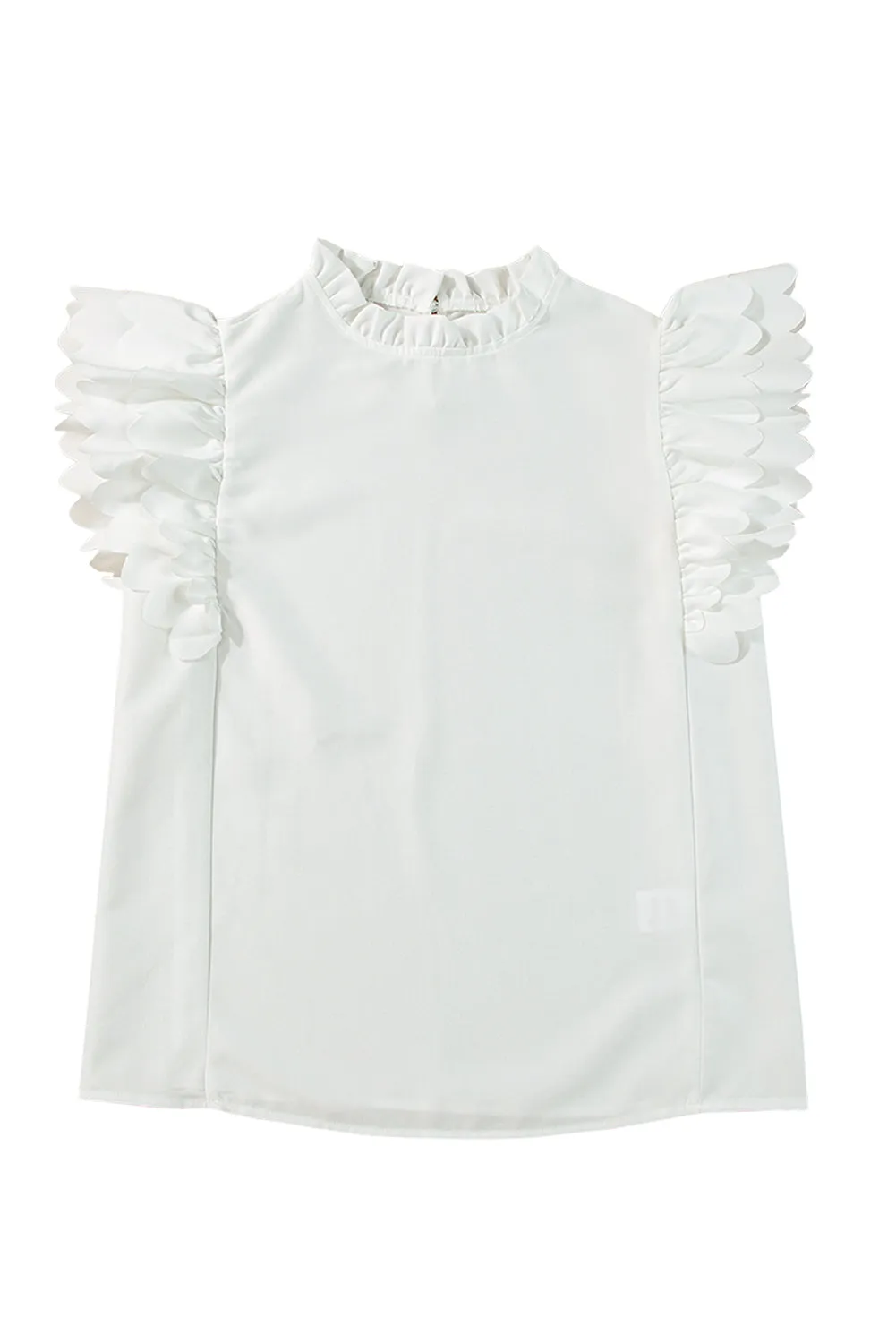 Bright Pink Solid Scalloped Ruffle Sleeve Blouse