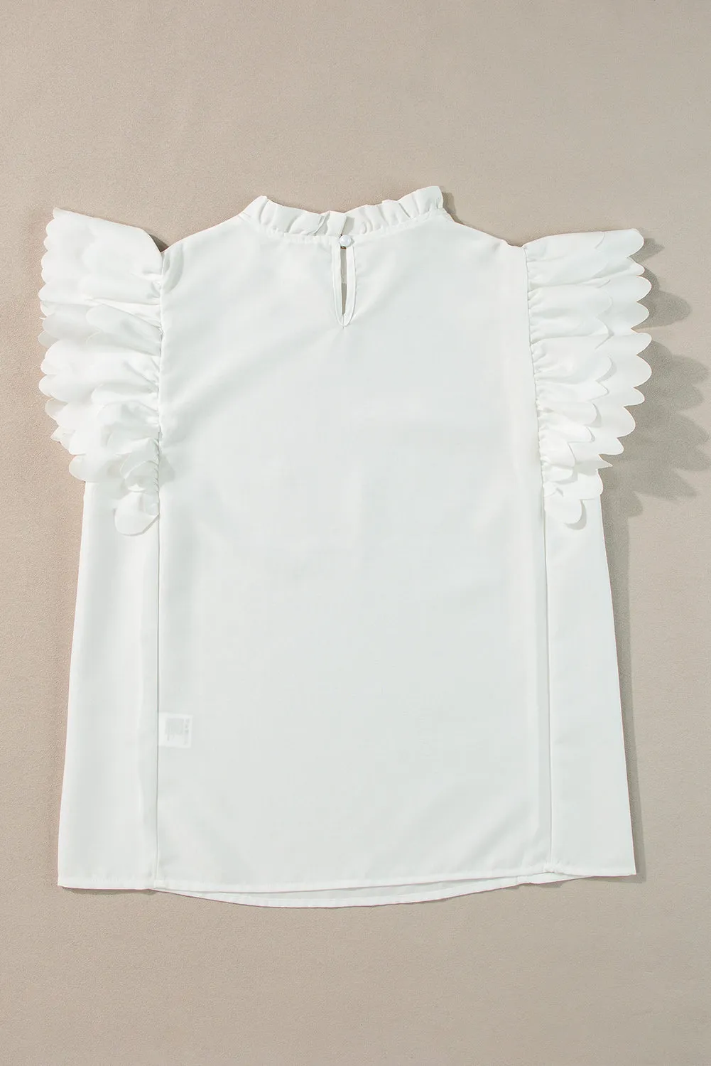 Bright Pink Solid Scalloped Ruffle Sleeve Blouse