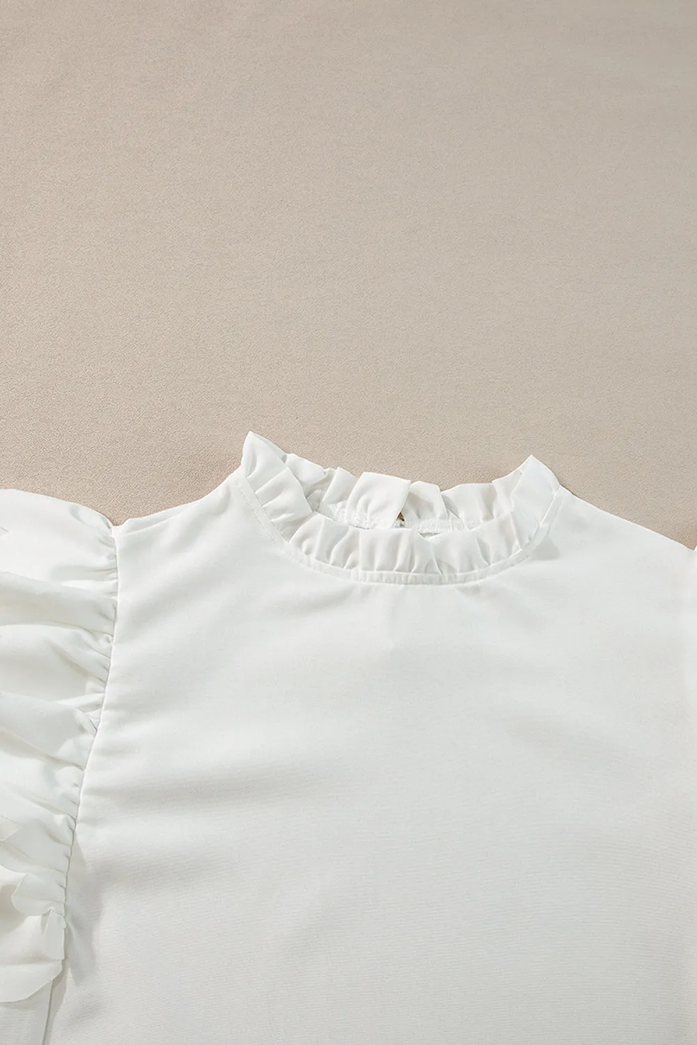Bright Pink Solid Scalloped Ruffle Sleeve Blouse