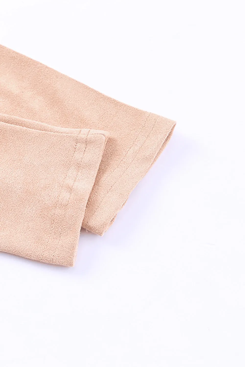 Brown Puff Sleeve Suede Bodysuit