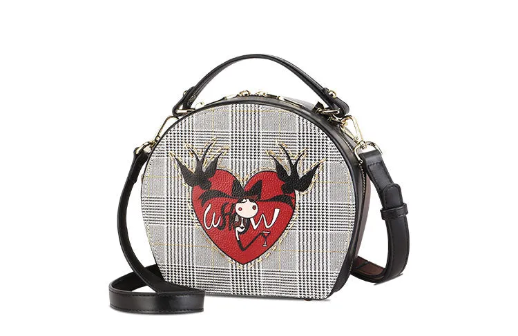 CUSHOW CRESCENT CROSS BODY BAG IN BLACK CHECK C91798