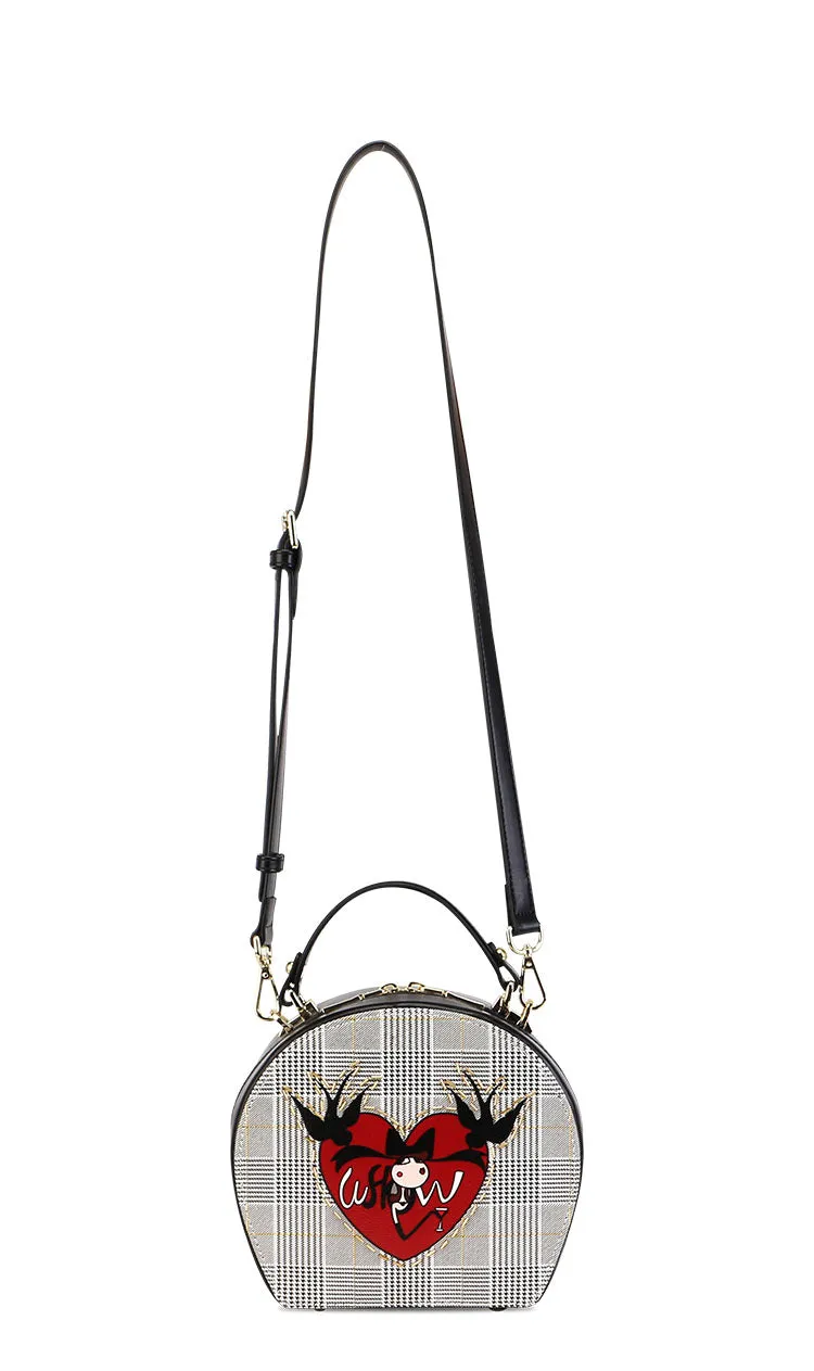 CUSHOW CRESCENT CROSS BODY BAG IN BLACK CHECK C91798