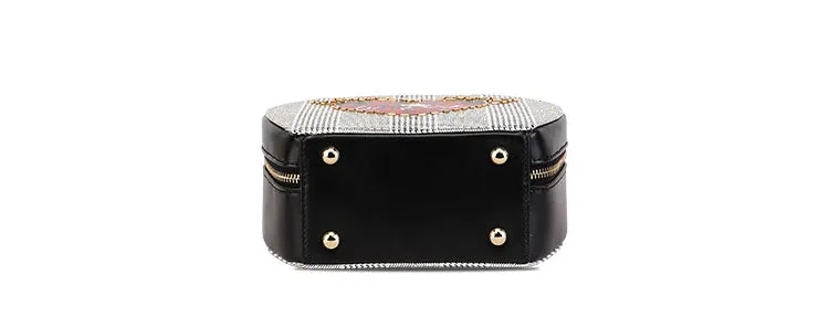 CUSHOW CRESCENT CROSS BODY BAG IN BLACK CHECK C91798