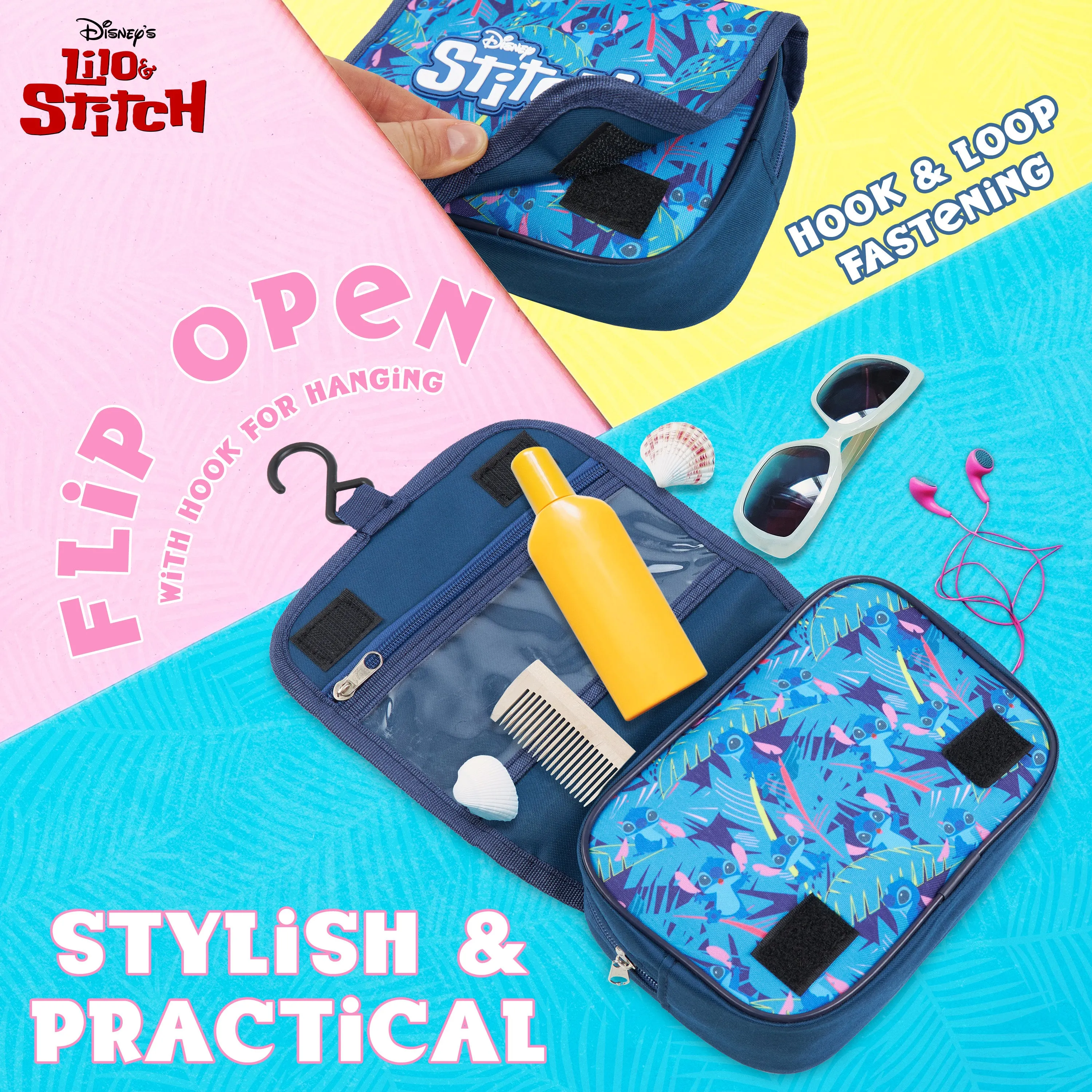 Disney Stitch Hanging Toiletry Bags for Women, Stitch Cosmetic Bag