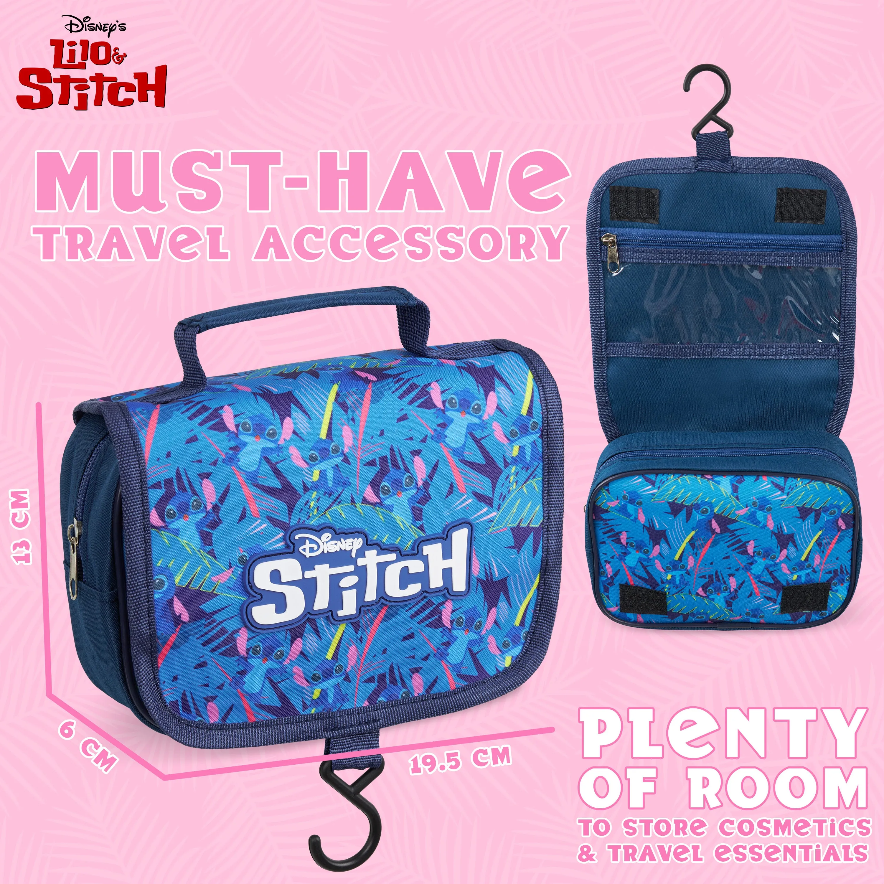Disney Stitch Hanging Toiletry Bags for Women, Stitch Cosmetic Bag