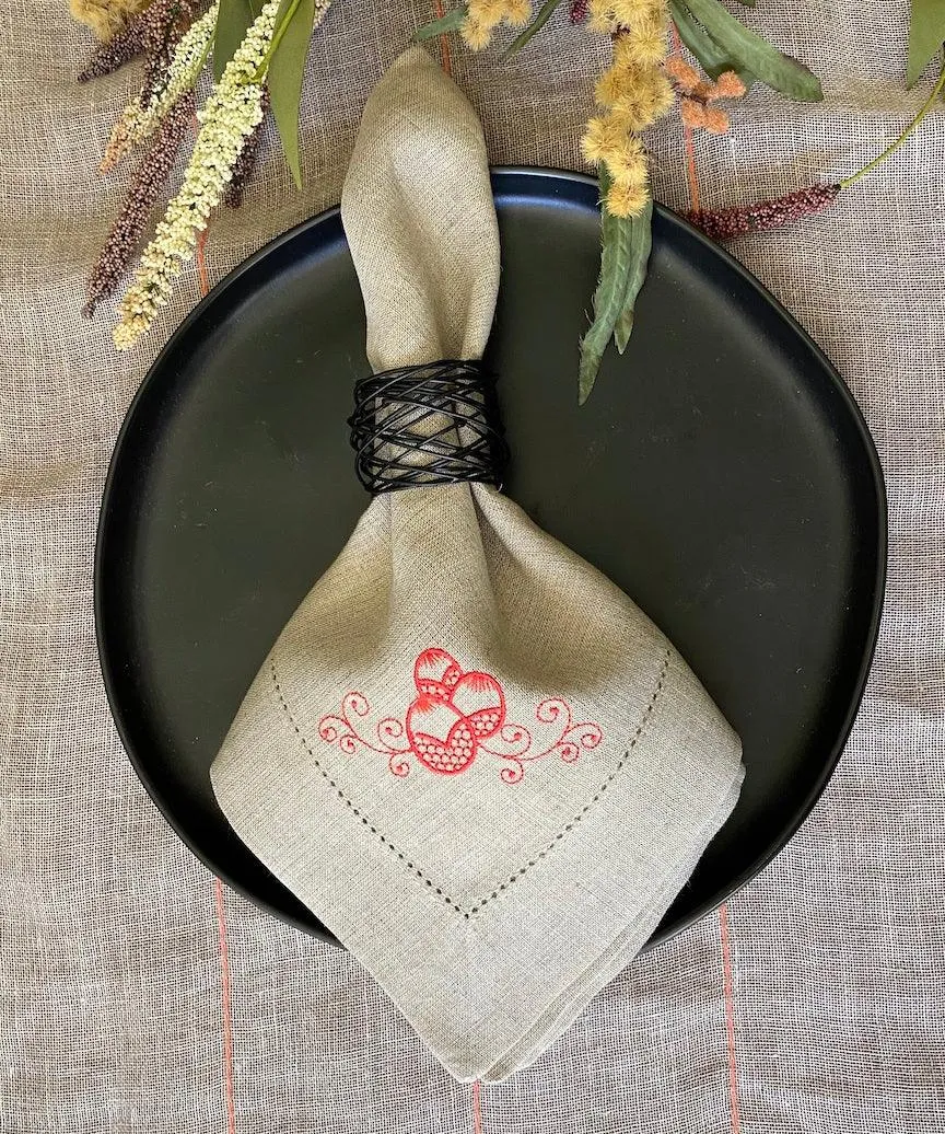 Elegant Easter Egg Embroidered Cloth Napkins - Set of 4 napkins