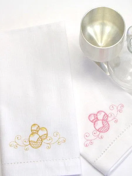 Elegant Easter Egg Embroidered Cloth Napkins - Set of 4 napkins