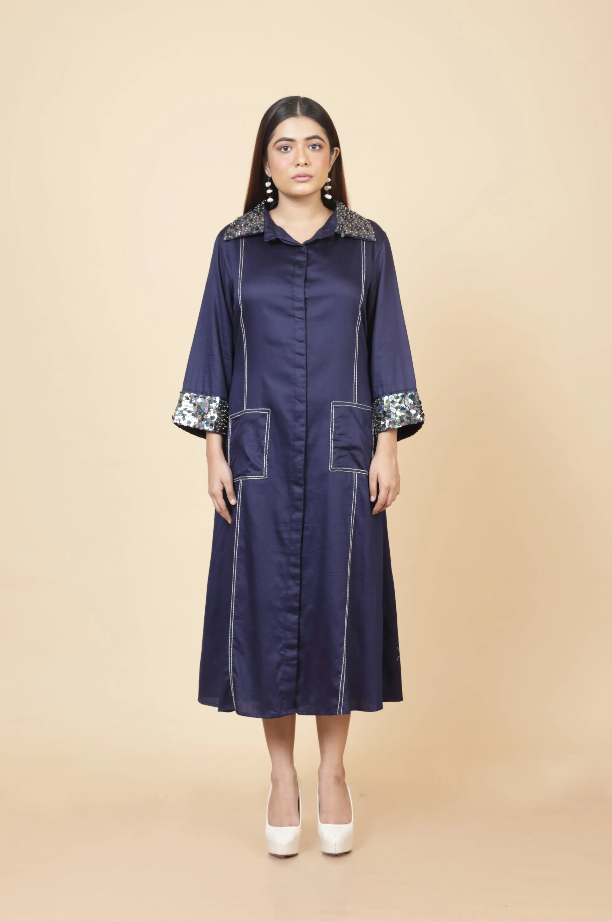 Embroidered Shift Dress