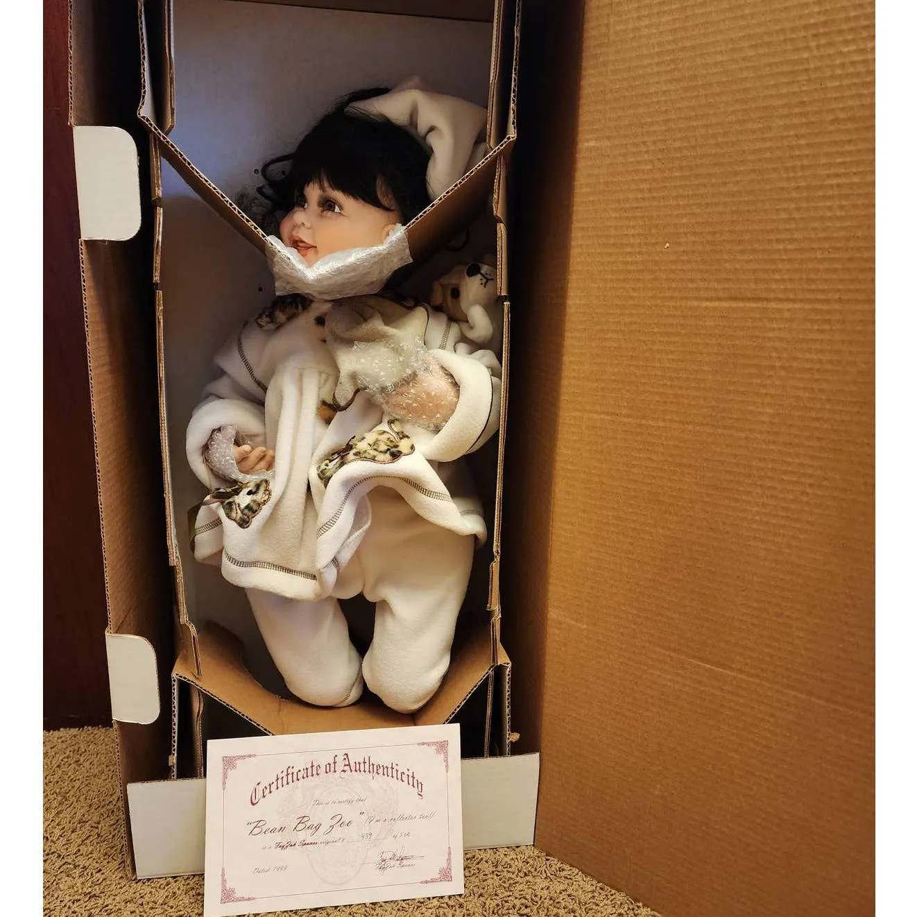 Fayzah Spanos Dolls Bean Bag Zoo 1999 Limited Edition 439/500 W/Tags COA And Box