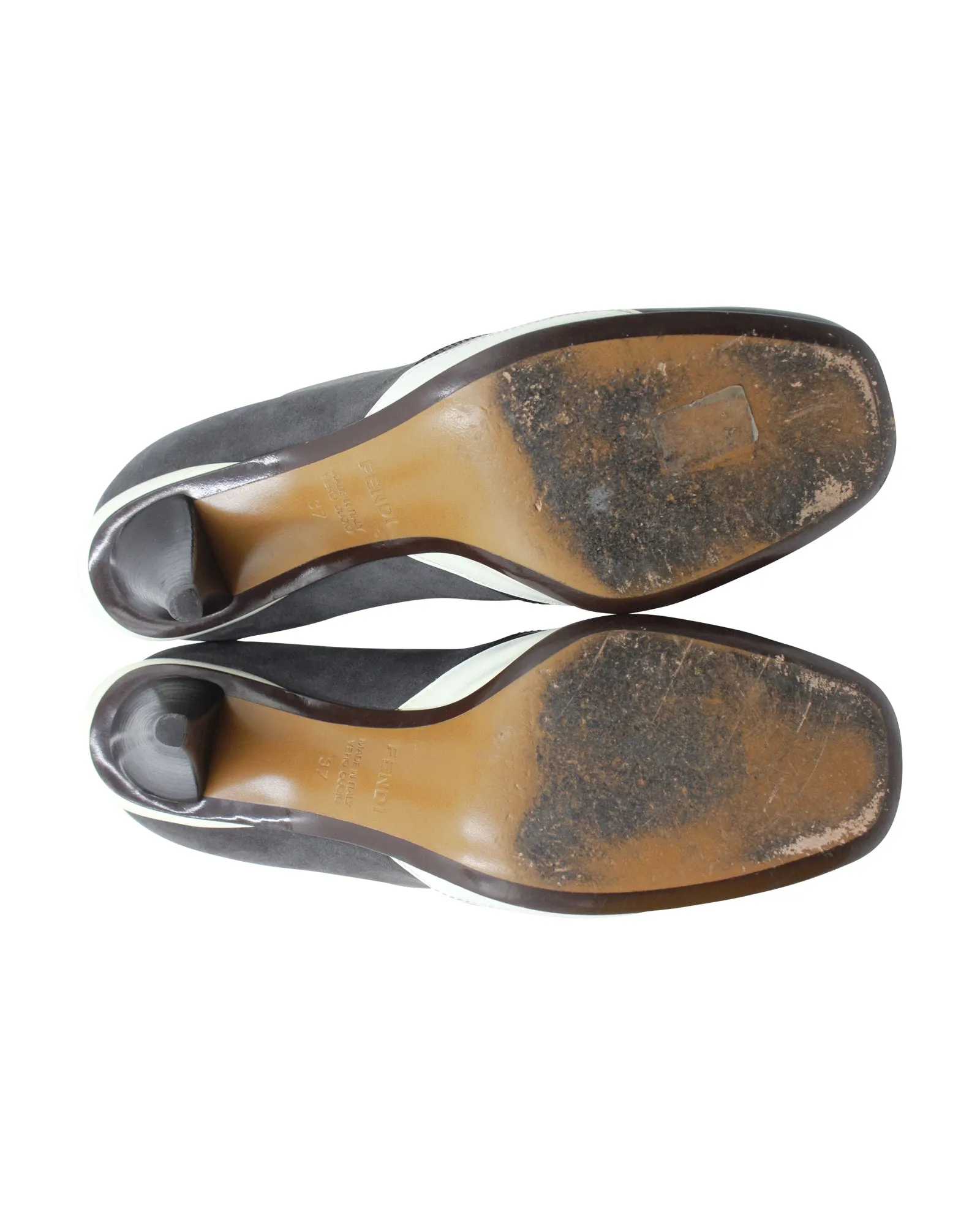 Fendi Gartered Ankle Boots in Grey Suede