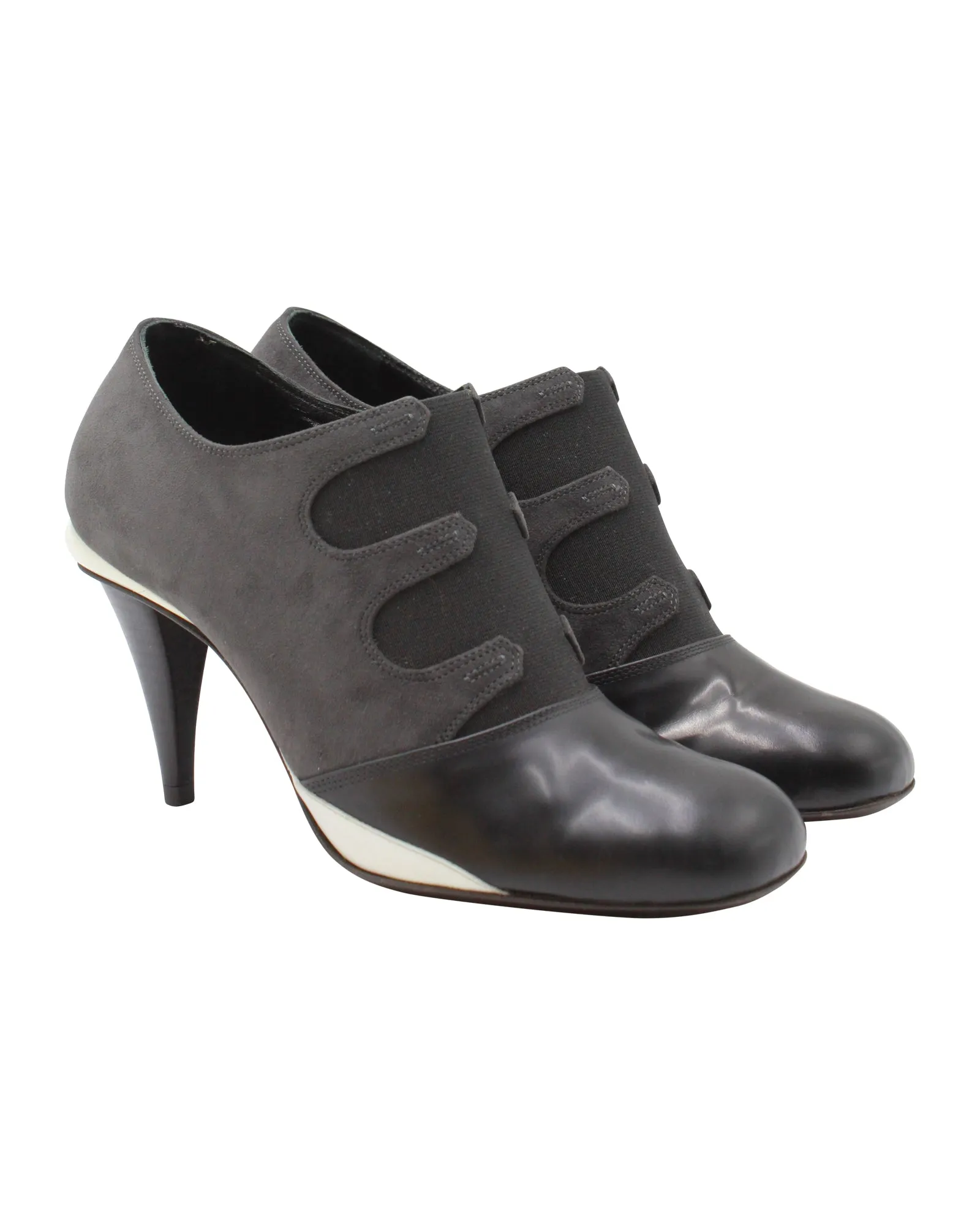 Fendi Gartered Ankle Boots in Grey Suede