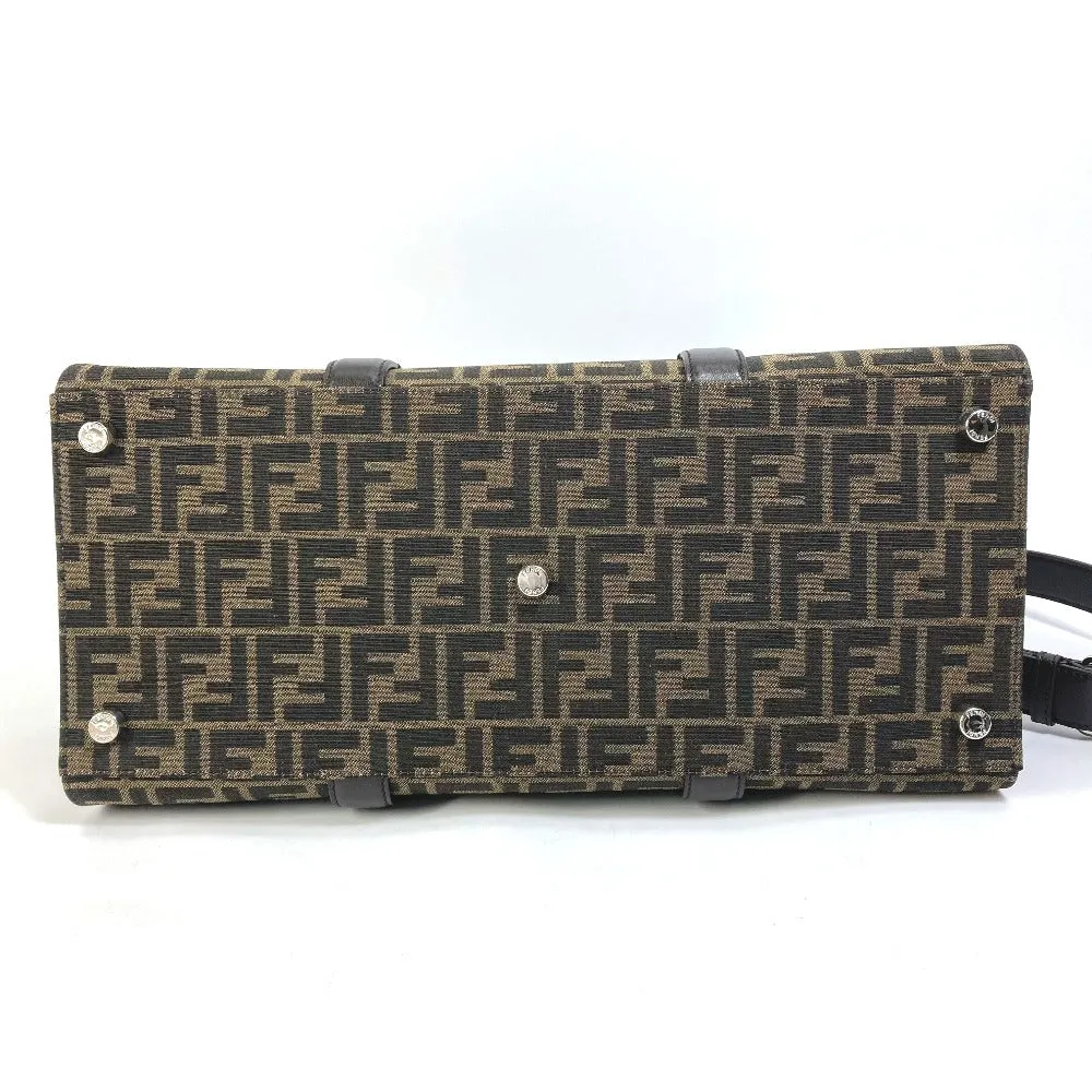 FENDI Tote Bag 7VA390 Canvas / leather Brown Crossbody Zucca Shopping Bag mens Used