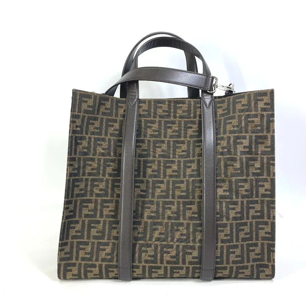 FENDI Tote Bag 7VA390 Canvas / leather Brown Crossbody Zucca Shopping Bag mens Used