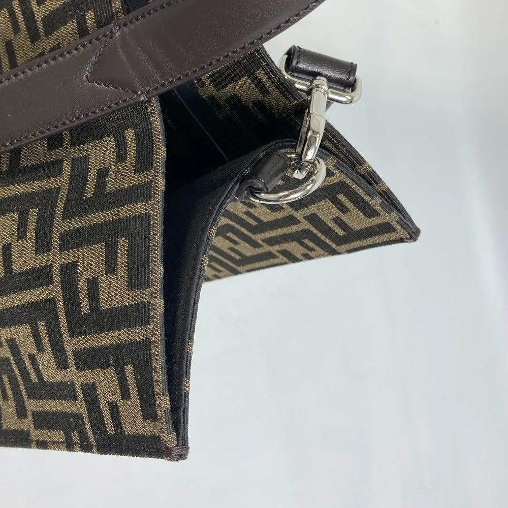 FENDI Tote Bag 7VA390 Canvas / leather Brown Crossbody Zucca Shopping Bag mens Used