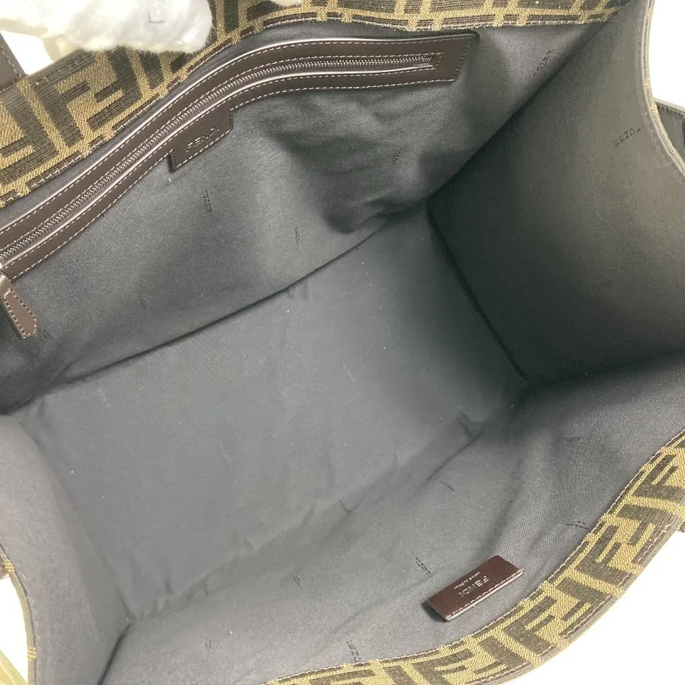 FENDI Tote Bag 7VA390 Canvas / leather Brown Crossbody Zucca Shopping Bag mens Used