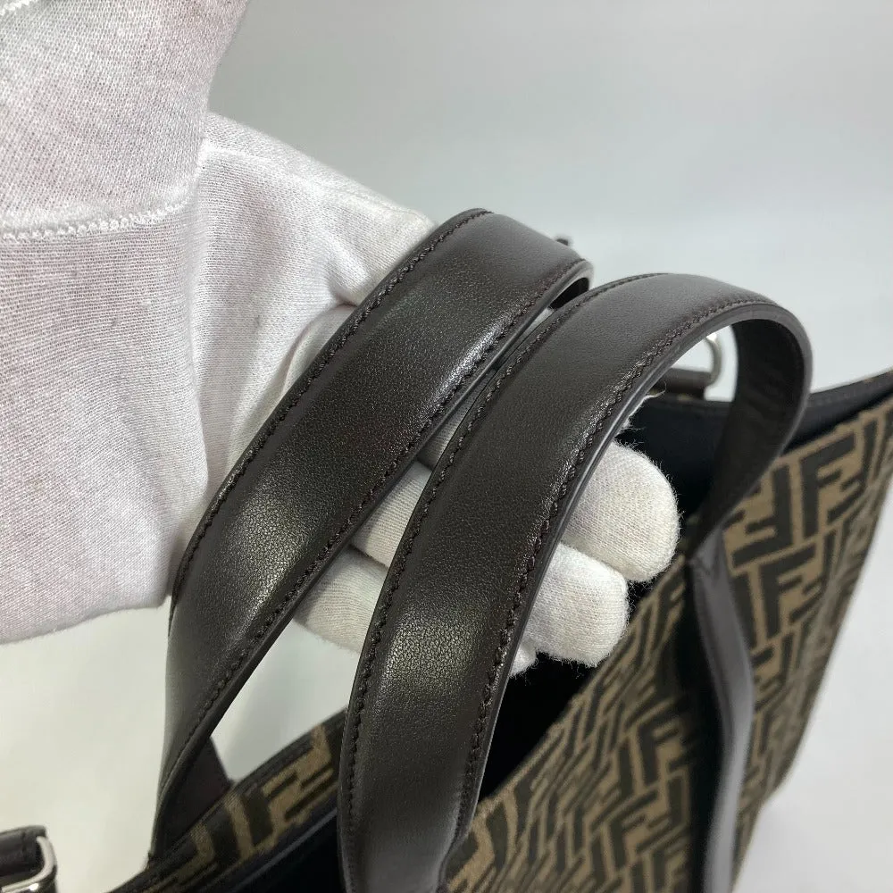 FENDI Tote Bag 7VA390 Canvas / leather Brown Crossbody Zucca Shopping Bag mens Used