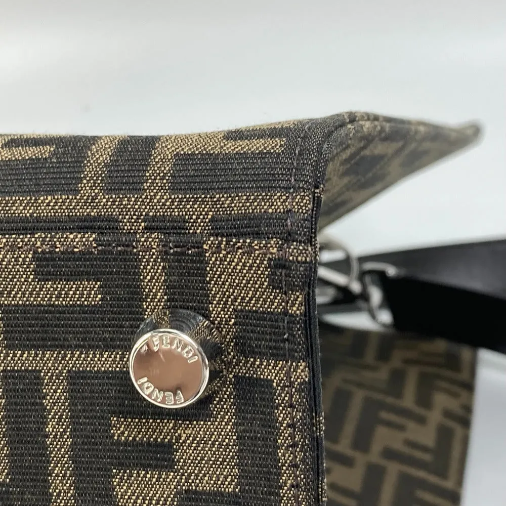 FENDI Tote Bag 7VA390 Canvas / leather Brown Crossbody Zucca Shopping Bag mens Used