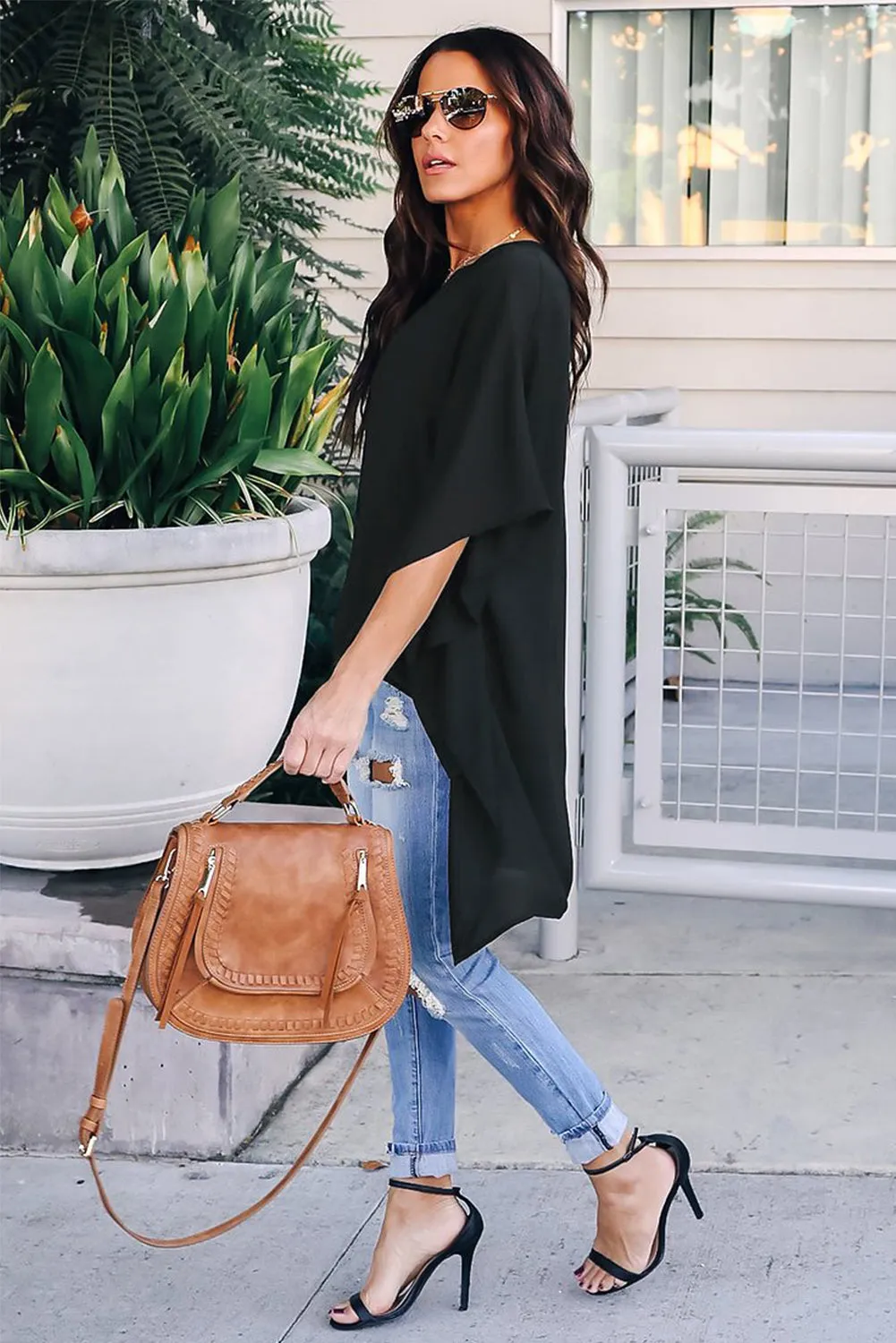 Fiery Red Chic High Low Kimono Top