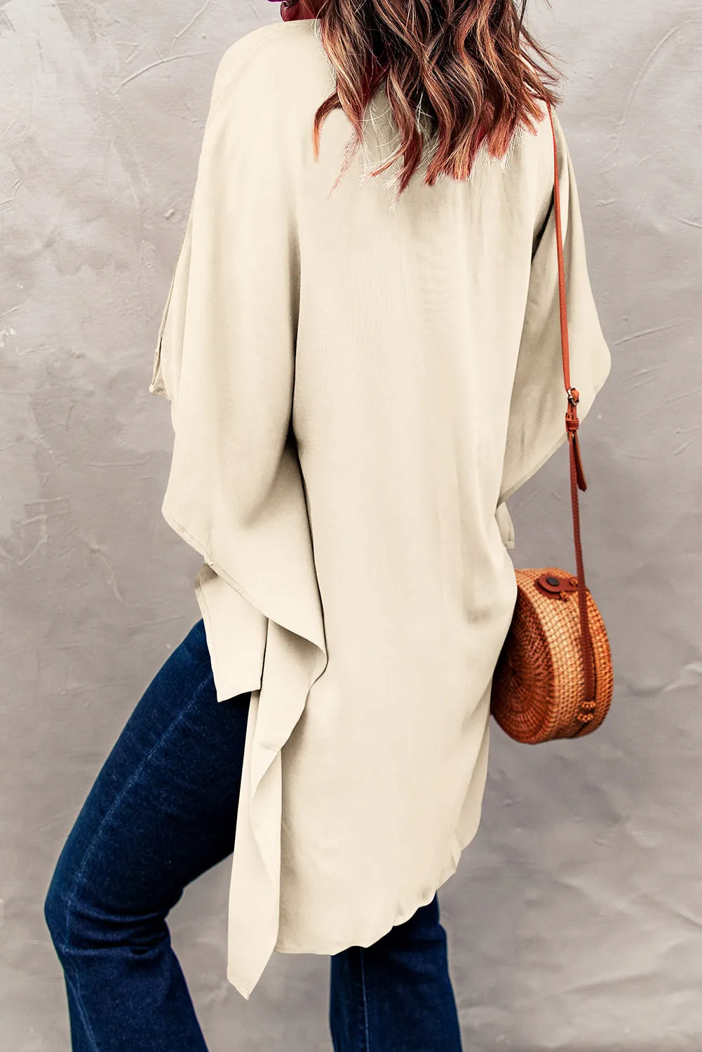 Fiery Red Chic High Low Kimono Top