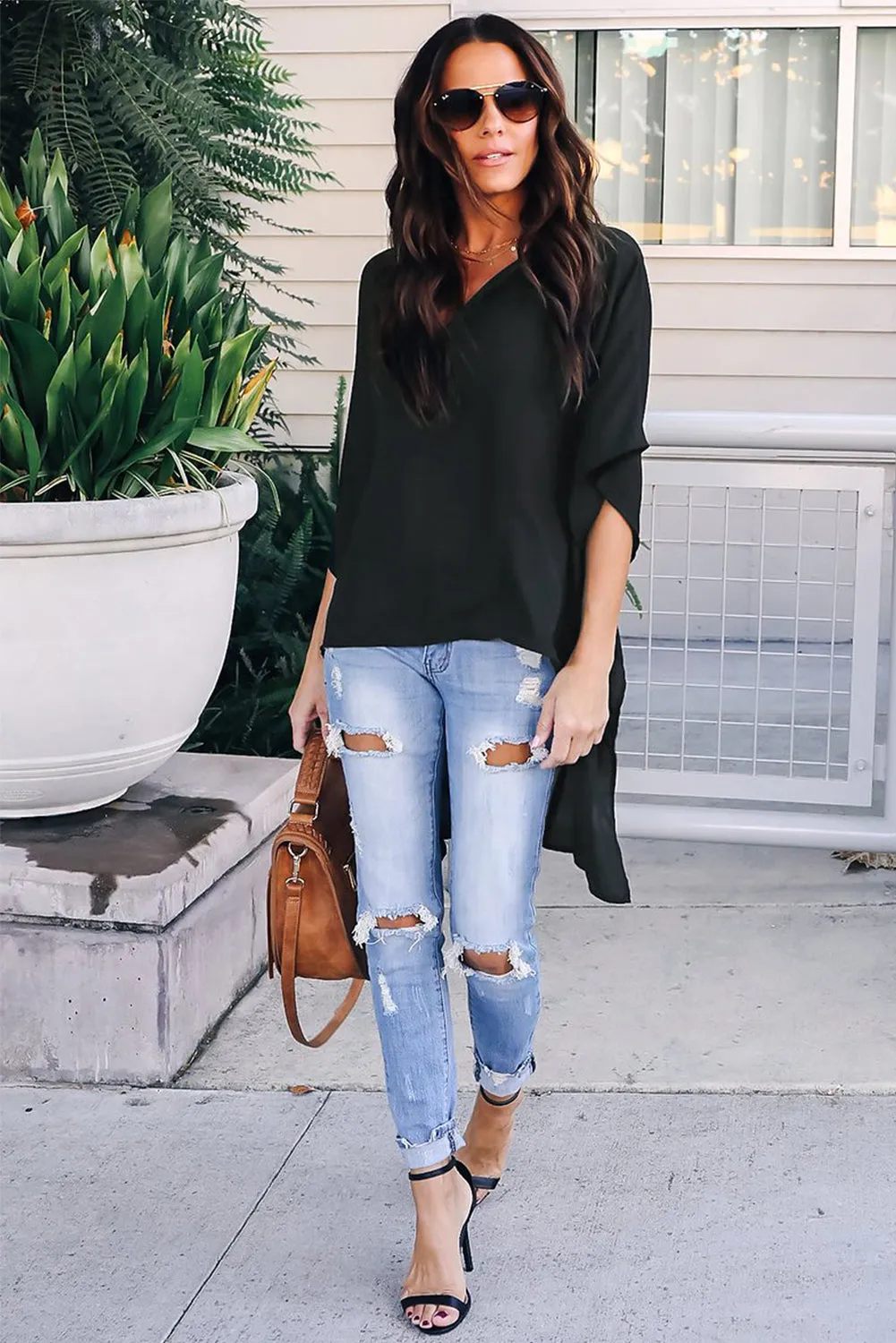Fiery Red Chic High Low Kimono Top