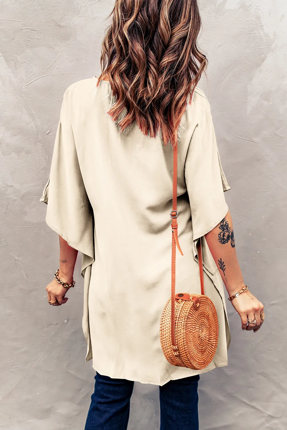 Fiery Red Chic High Low Kimono Top