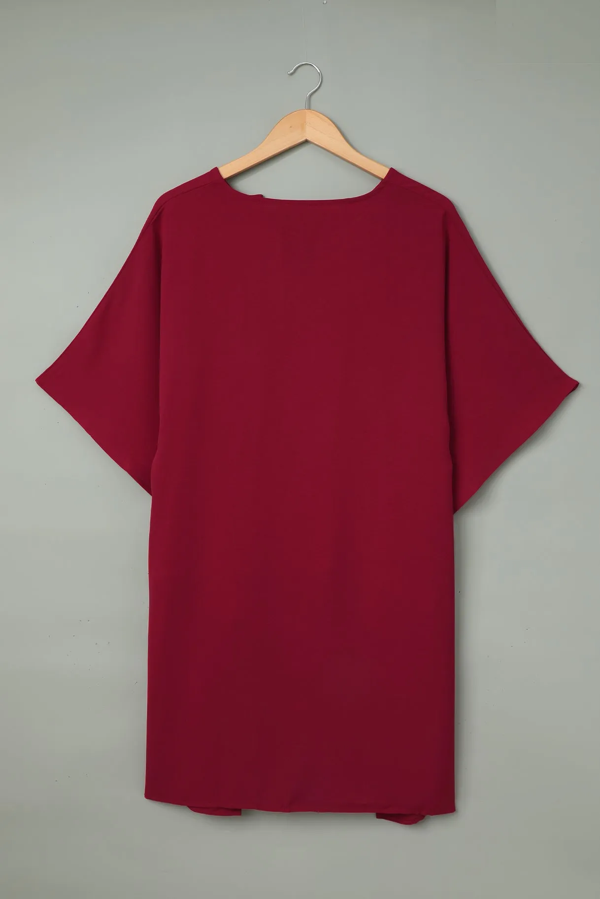 Fiery Red Chic High Low Kimono Top