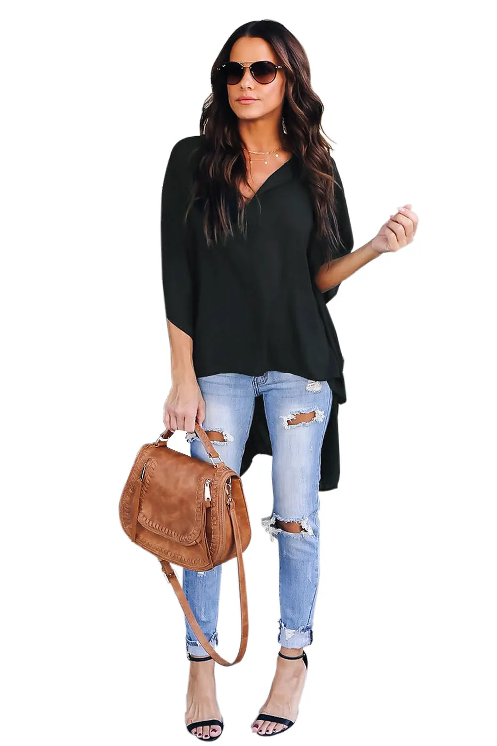 Fiery Red Chic High Low Kimono Top
