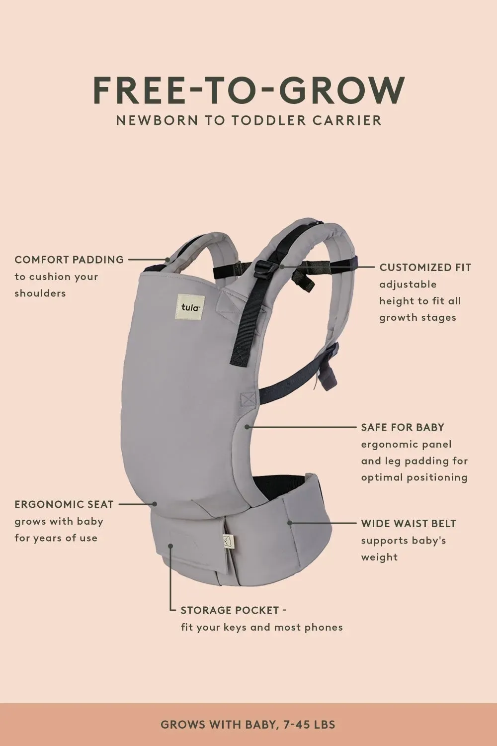 Free-to-Grow Baby Carrier, Linen - Teak