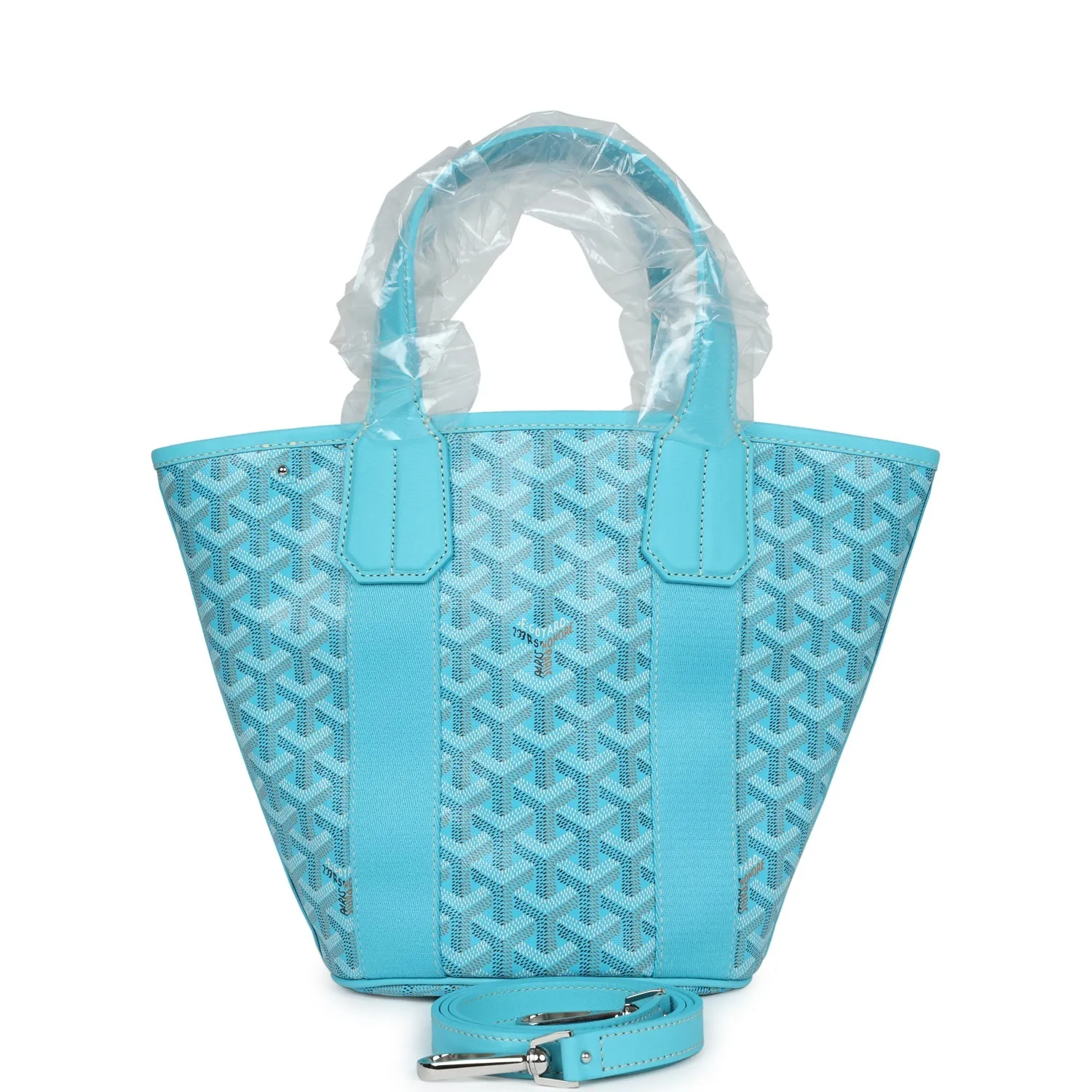 Goyard Goyardine Belharra PM Turquoise Tote Palladium Hardware