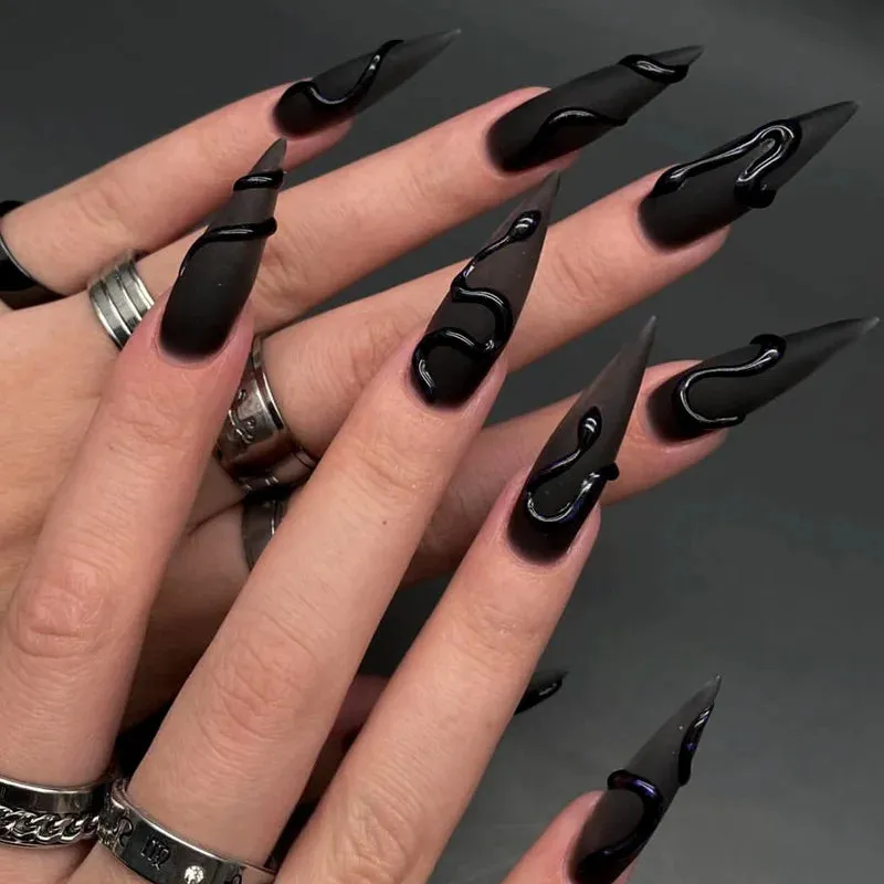 Hauntingly Chic Stiletto Nails