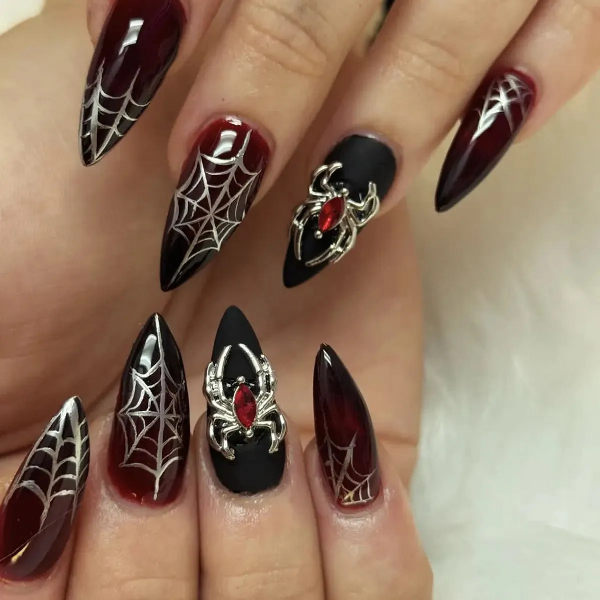 Hauntingly Chic Stiletto Nails