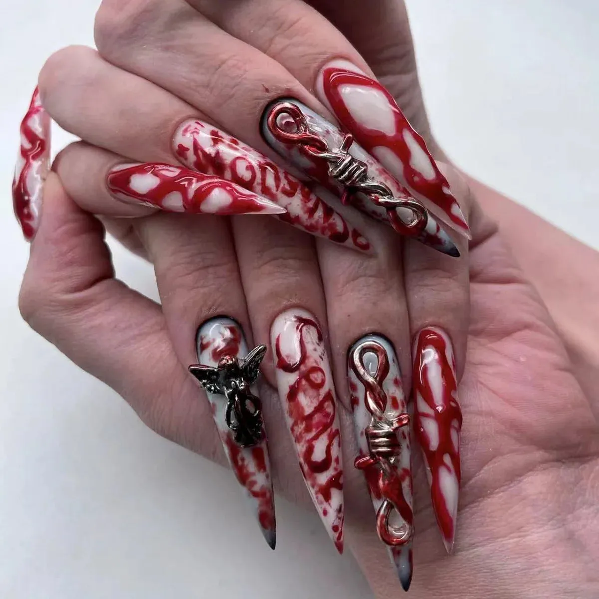 Hauntingly Chic Stiletto Nails