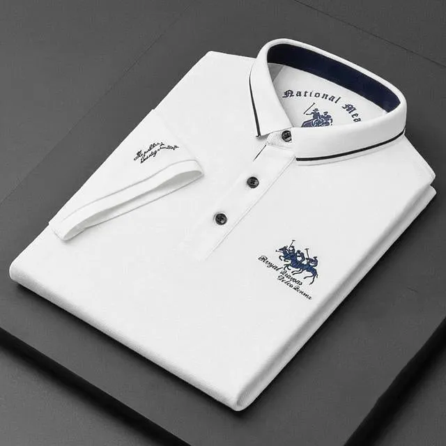 Korean Fashion Men's Embroidered Polo Luxury Cotton T-Shirt TS314