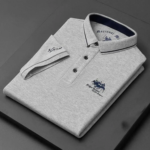 Korean Fashion Men's Embroidered Polo Luxury Cotton T-Shirt TS314