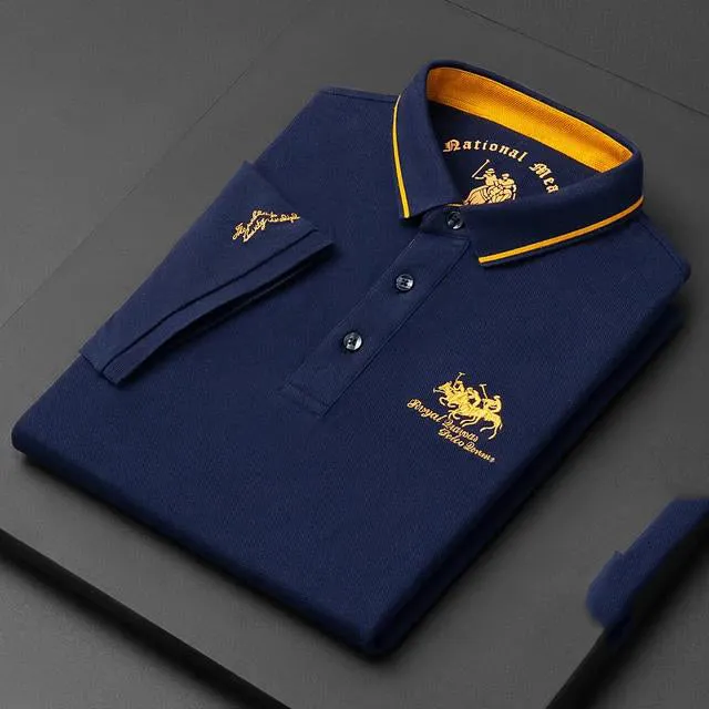 Korean Fashion Men's Embroidered Polo Luxury Cotton T-Shirt TS314