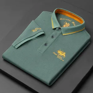 Korean Fashion Men's Embroidered Polo Luxury Cotton T-Shirt TS314