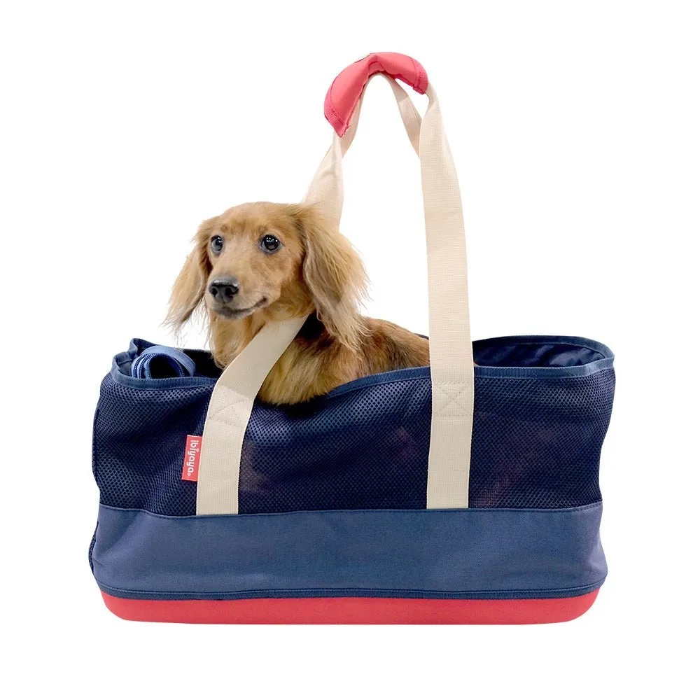 Light Pet Carrier with Hardshell Base for Dachshunds & Long Pets - Navy