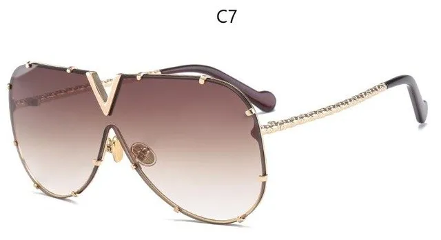 Luxury Metal Fashion Sunglasses Golden Mirror Coating